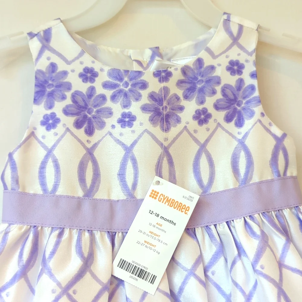Gymboree | Baby Girl Lavender Floral Lattice Dress – Special Occasion Style